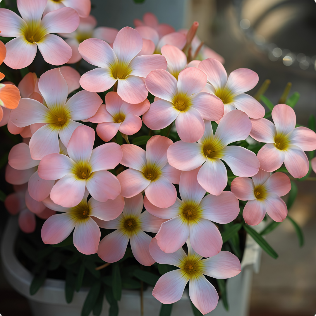 Oxalis Bulbs Collection – Pink, White, Peach Glow, Sunrise, Shy Moon, Medusa, Candy Box – Early Blooming Varieties