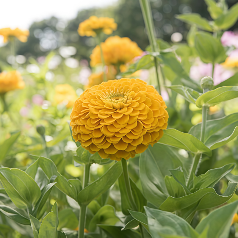 Zinnia Elegans Yellow Double Petaled Seeds up to 50%